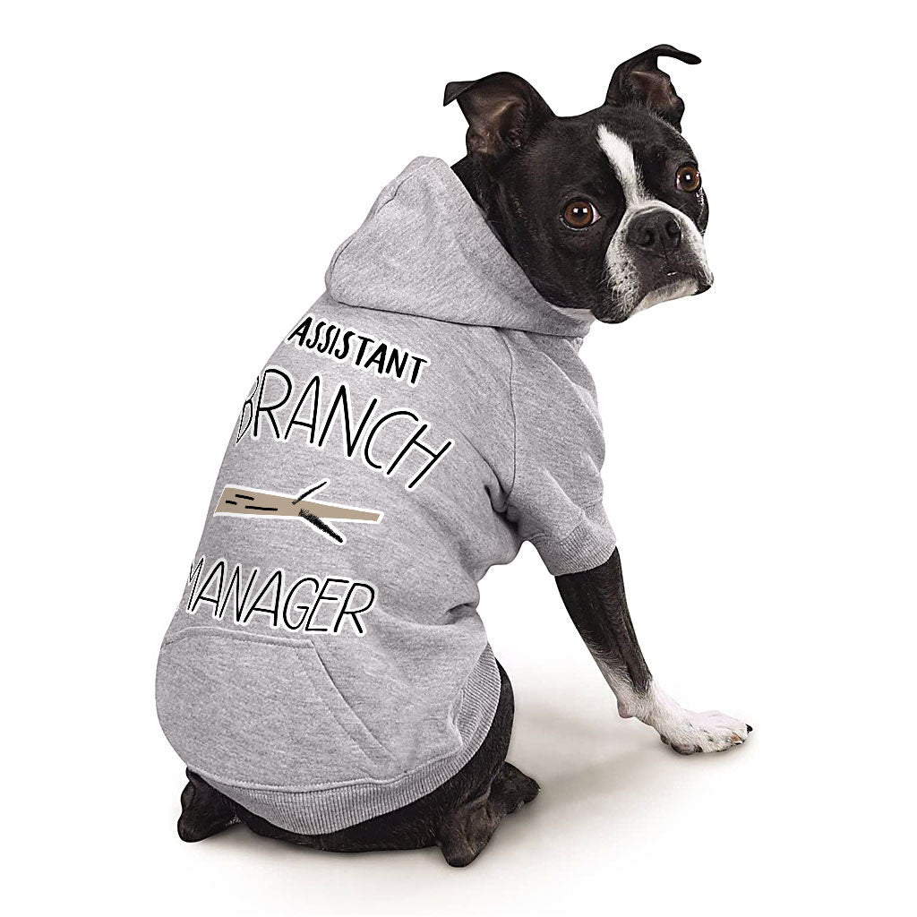 Assistant Branch Manager Dog Hoodie with Pocket - Minimalist Dog Coat - Print Dog Clothing