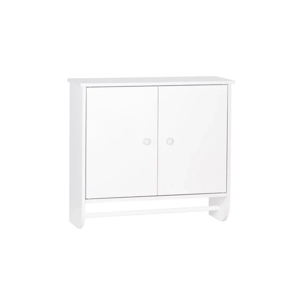 White 2-Door Wall Storage Cabinet with Towel Bar and Adjustable Shelf