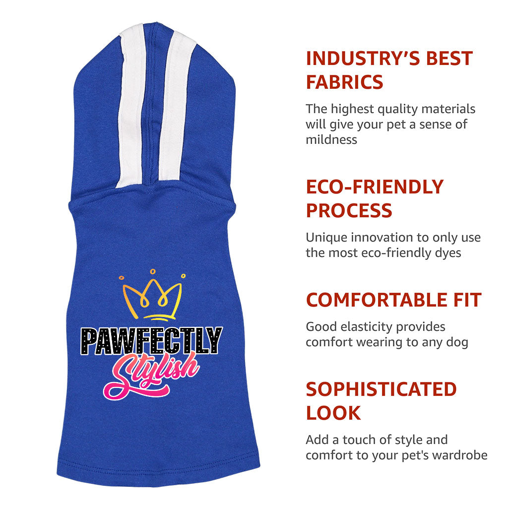 Pawfectly Stylish Dog Shirt with Hoodie - Crown Dog Hoodie - Printed Dog Clothing