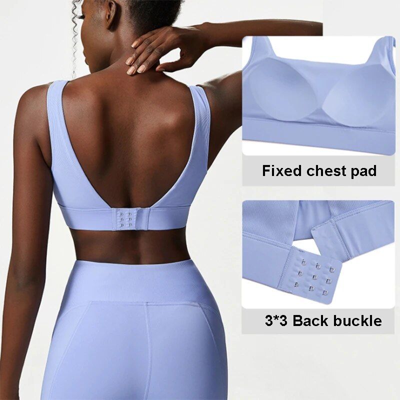 Breathable Nylon Gym & Yoga Bra with Fixed Chest Pads