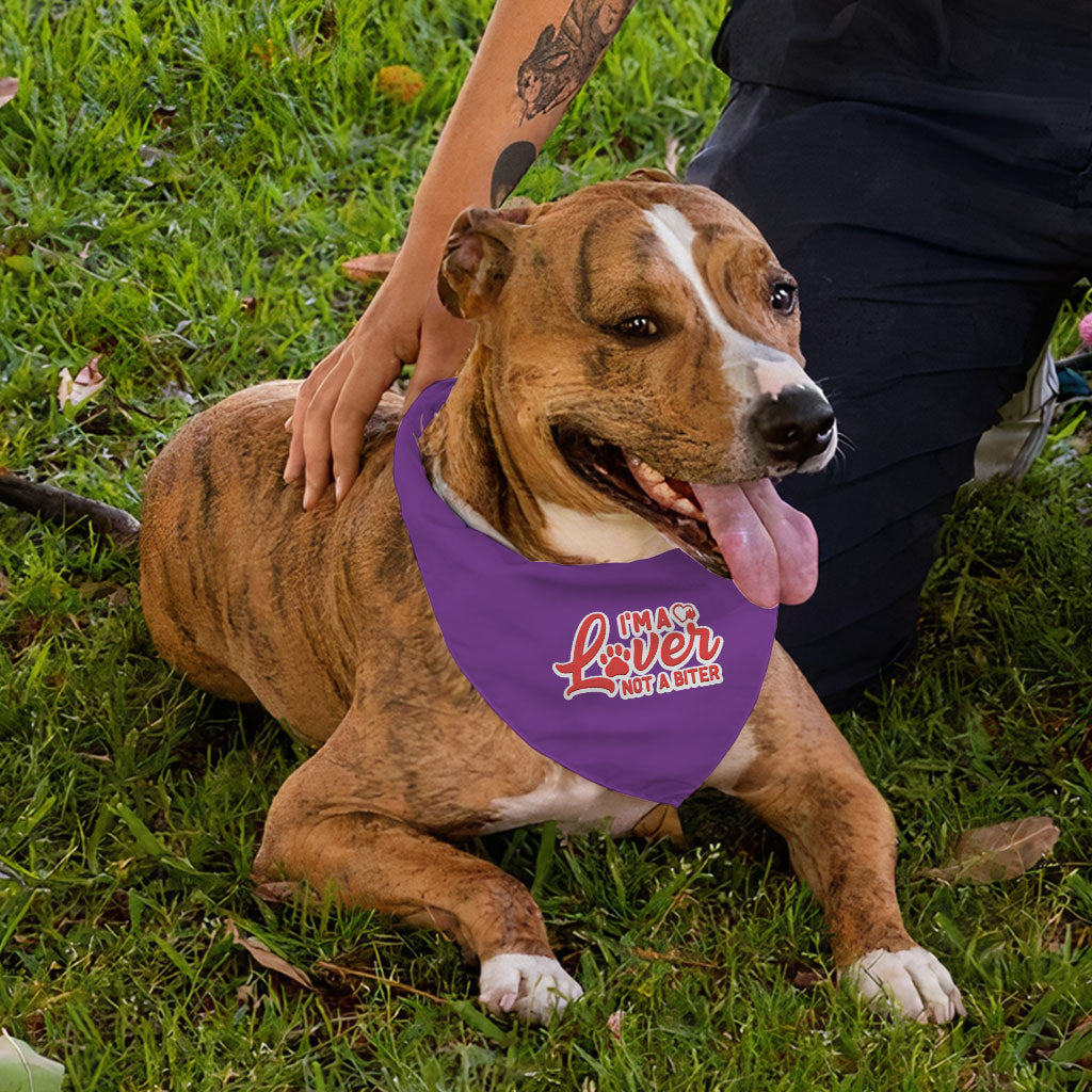 I'm a Lover Not a Biter Pet Bandana - Funny Dog Bandana - Phrase Pet Scarf