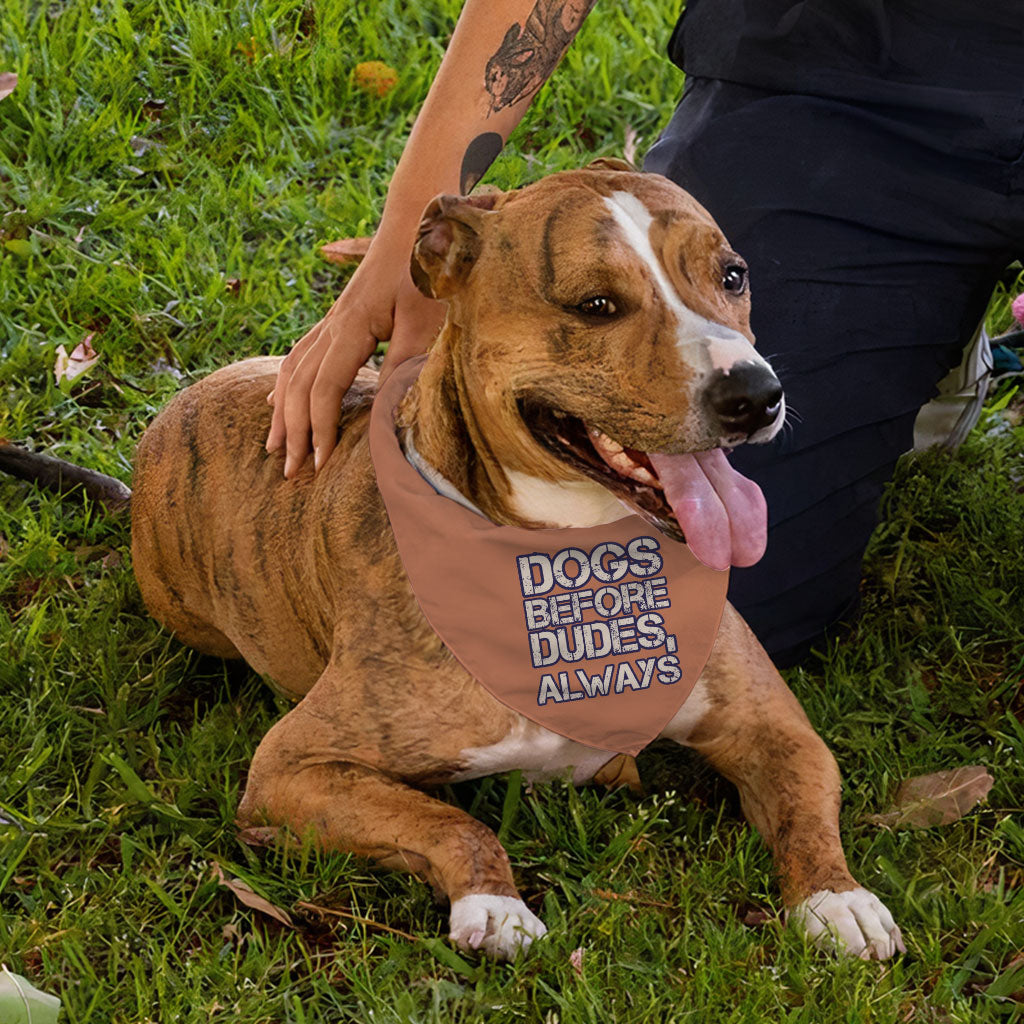 Dogs Before Dudes Pet Bandana - Dog Theme Dog Bandana - Funny Pet Scarf