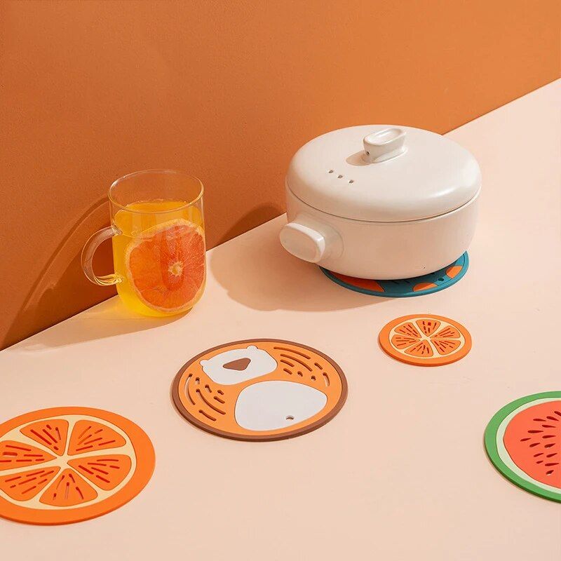 Cute Cartoon Silicone Trivet Mat - Colorful Heat Resistant Coasters