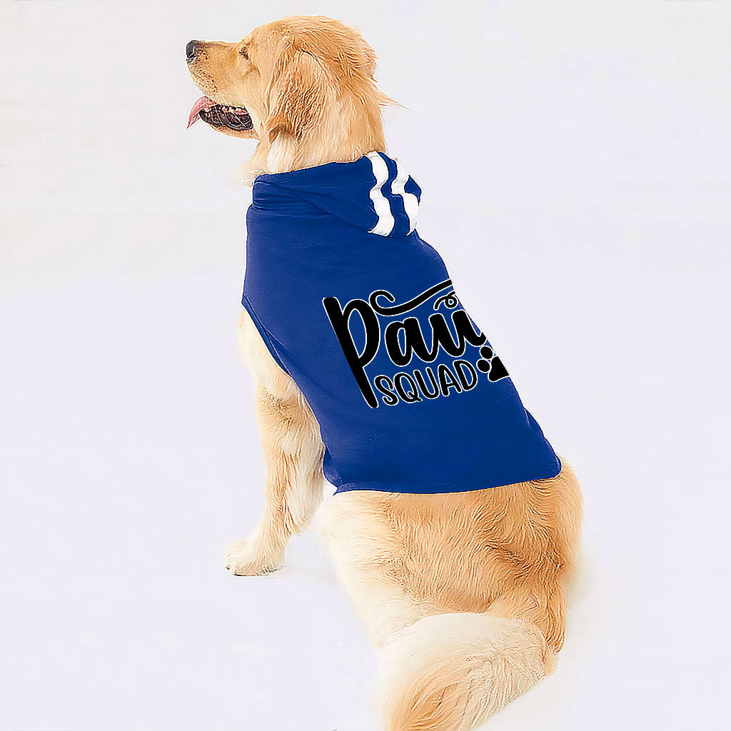 Paw Squad Dog Shirt with Hoodie - Graphic Dog Hoodie - Unique Dog Clothing
