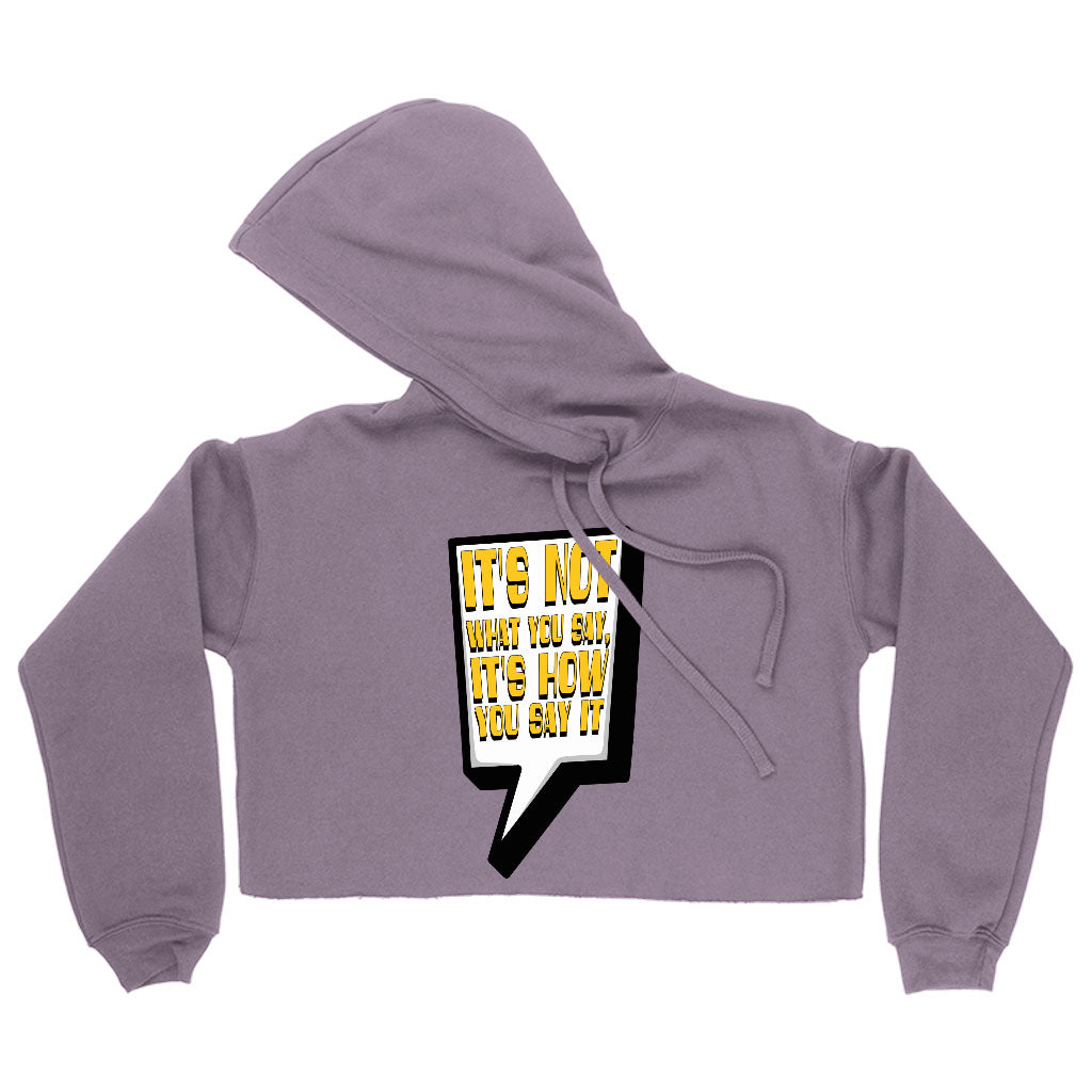 Quote Printed Women's Cropped Hoodie - Best Print Cropped Hoodie - Themed Hooded Sweatshirt