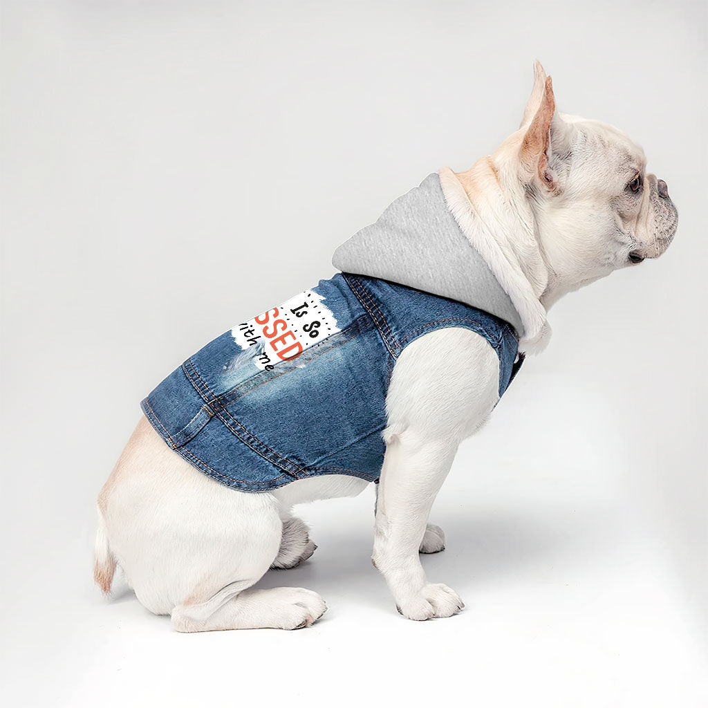 My Mom Is So Obsessed With Me Dog Denim Jacket - Art Dog Denim Coat - Unique Dog Clothing