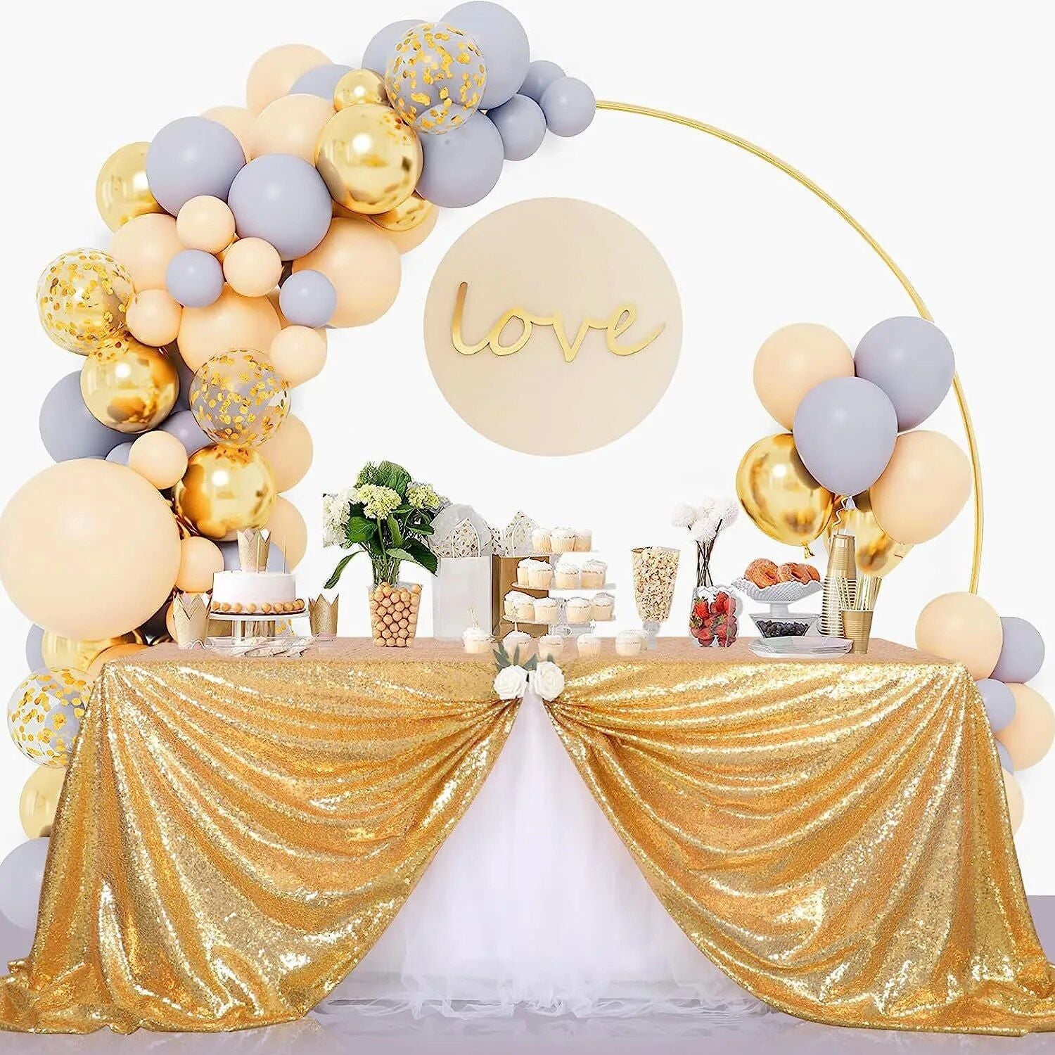 Gold Glitter Sequin Tablecloth