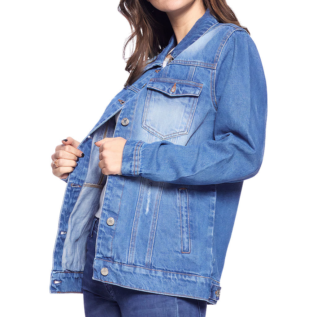 Too Glam to Give a Damn Women's Denim Jacket - Cool Ladies Denim Jacket - Trendy Denim Jacket