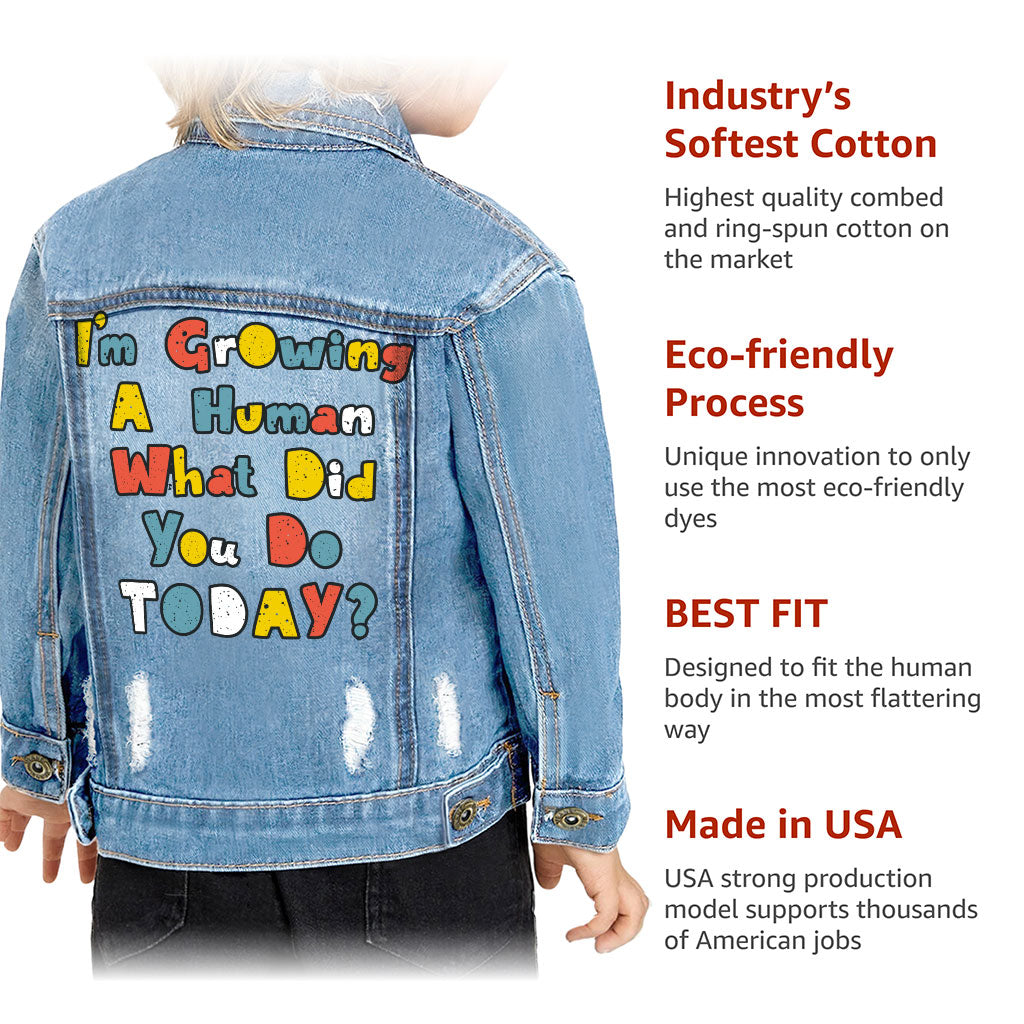 I'm Growing a Human Toddler Denim Jacket - Colorful Jean Jacket - Themed Denim Jacket for Kids