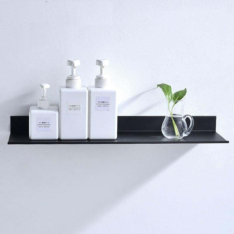 Modern Matte Black Wall-Mounted Aluminum Shelf for Bathroom & Kitchen Storage