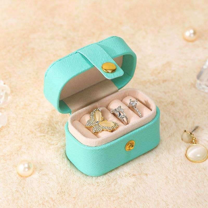 Compact Elegance: Mini PU Leather Ring & Earrings Organizer Box