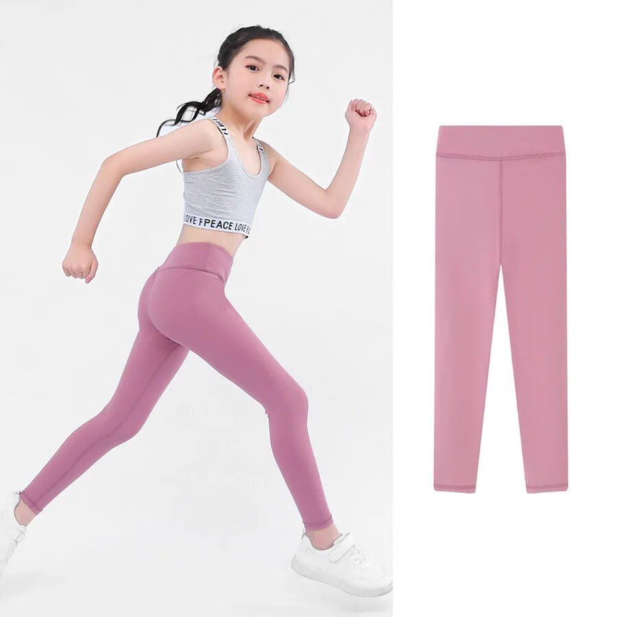 Chic High-Waist Sporty Leggings for Girls 4-11 Years - Versatile Yoga & Casual Wear