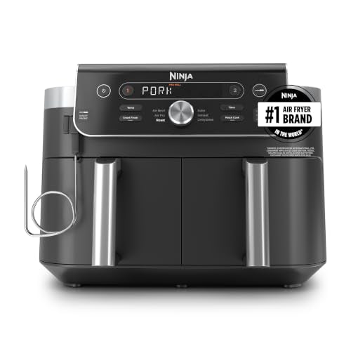 Ninja DualZone Air Fryer, 10 Qt Smart, 6-in-1, Grey, DZ950 | Air fry, roast, bake, broil, reheat, dehydrate, Smart Cook thermometer, Match Cook, Smart Finish