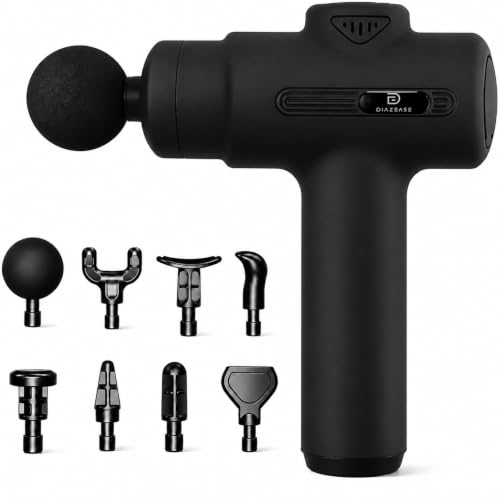 DiazEase Massage Gun Deep Tissue, Handheld Neck Massager, Portable - 6 Adjustable Vibration Levels, Electric Back Massagers for Athletes, Home & Gym, Mothers Day Gifts (Black)