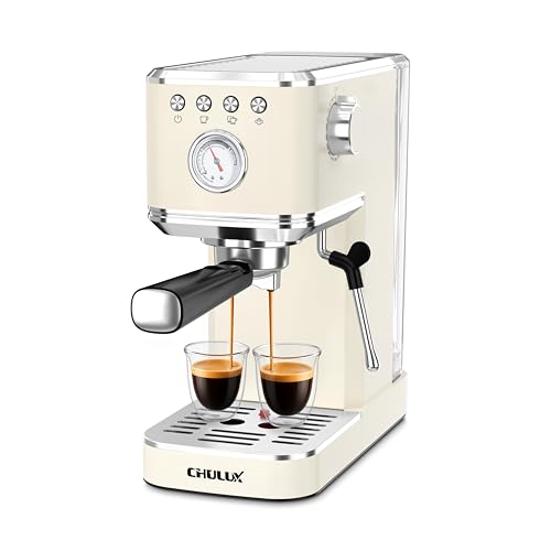 CHULUX Slim Espresso Machine with Milk Frother for Home Cappuccino, Creamy