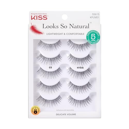 Kiss Looks So Natural, False Eyelashes, 'Multipack - 03', 10mm, Includes, Easy to Apply, Reusable Lash Clusters