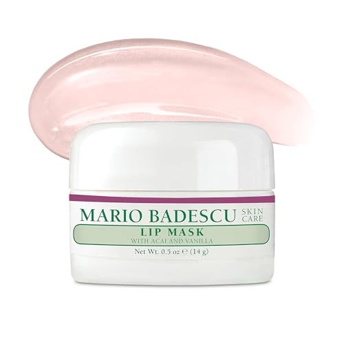 Mario Badescu Lip Mask with Acai and Vanilla for All Skin Types, Overnight Lip Treatment Enriched With Skin Softening Coconut Oil and Hydrating Shea Butter, 0.5 Ounces