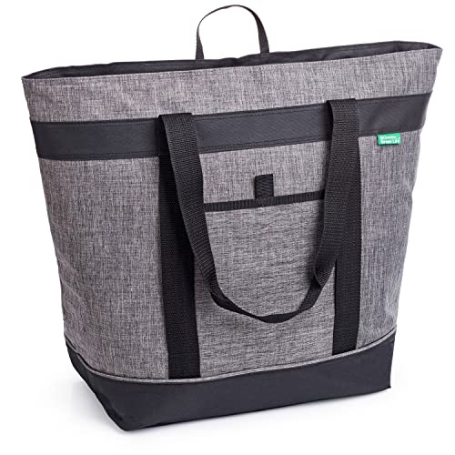 Jumbo Insulated Cooler Bag, Heavy Duty Soft Insulated Grocery Bag, Charcoal