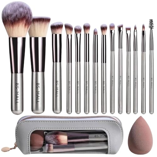 Travel Makeup Brush Set with Case & Sponge for Foundation Powder Blush 14 | Soft Synthetic Brush Kit for Women Beginners & Travelers & Eyeshadow