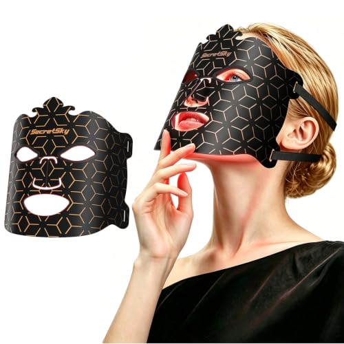 SecretSky Red Light Therapy Mask for Face, 7 LED Light Modes with 850nm NIR