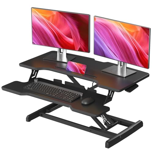 JYLH JOYSEEKER 32" Standing Desk Converter, Quick Sit to Stand Desk Riser