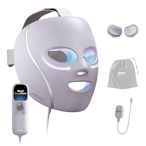 Shark CryoGlow LED Face Mask, Red Light Therapy, Under-Eye Cooling, FW312PL