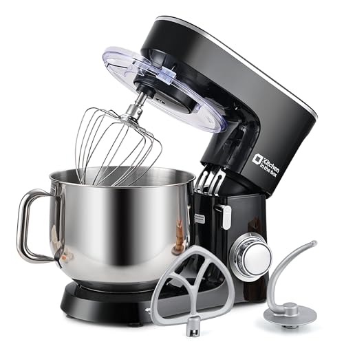 Kitchen in the box Stand Mixer 8.5 QT, 900 Watt Heavy Dough Mixer Black | 10 Speed Adjustable, 8.5 Quart Mixing Bowl with Handle, Tilt-head, Whisk, Flat Beater and Splash Guard