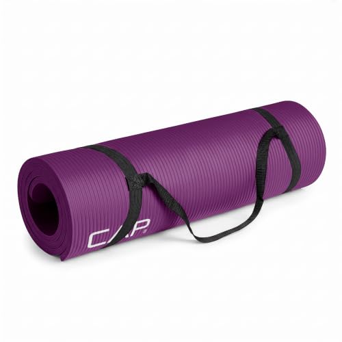 CAP Barbell Yoga Mat 1/2" Thick with Carrying Strap - High Density Exercise Mat for Yoga, Pilates, Stretching, Floor & Fitness Workouts - 68''x24''x1/2" | Wine