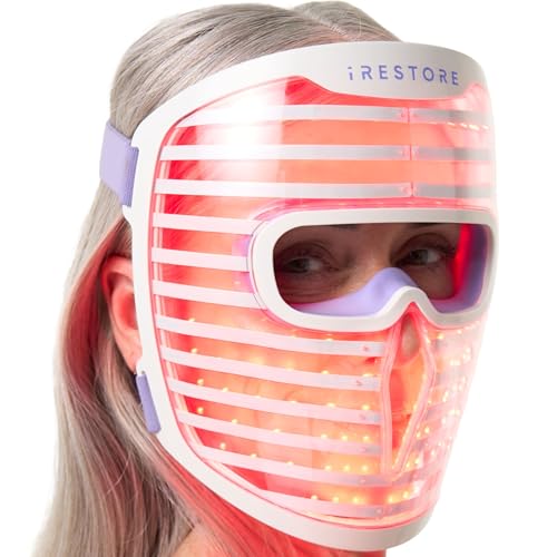 iRestore Red Light Therapy for Face, LED Face Mask for Wrinkles, 360 LEDs | Advanced Anti-Aging LED Light Therapy for Fine Lines, Wrinkles, Dark Spots & Uneven Skin Tone, Cordless