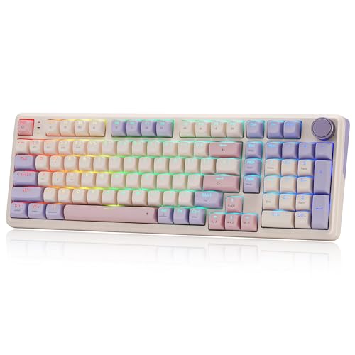 Redragon K768 PRO Wireless 100-Key Gasket Gaming Keyboard, Knob + 8000mAh | Multi-Function Control Wheel, 0-Delay Tri-Mode, Cushioned 5-Layer Noise Dampening for Creamy Thocky Sound, Practical 95% Size