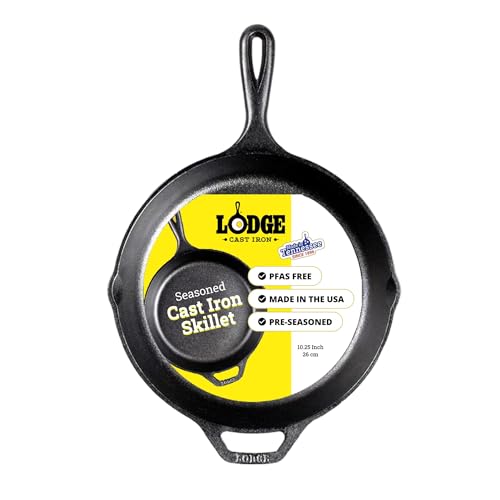 Lodge Pre-Seasoned Cast Iron Skillet, PFAS-Free, 10.25 Inches