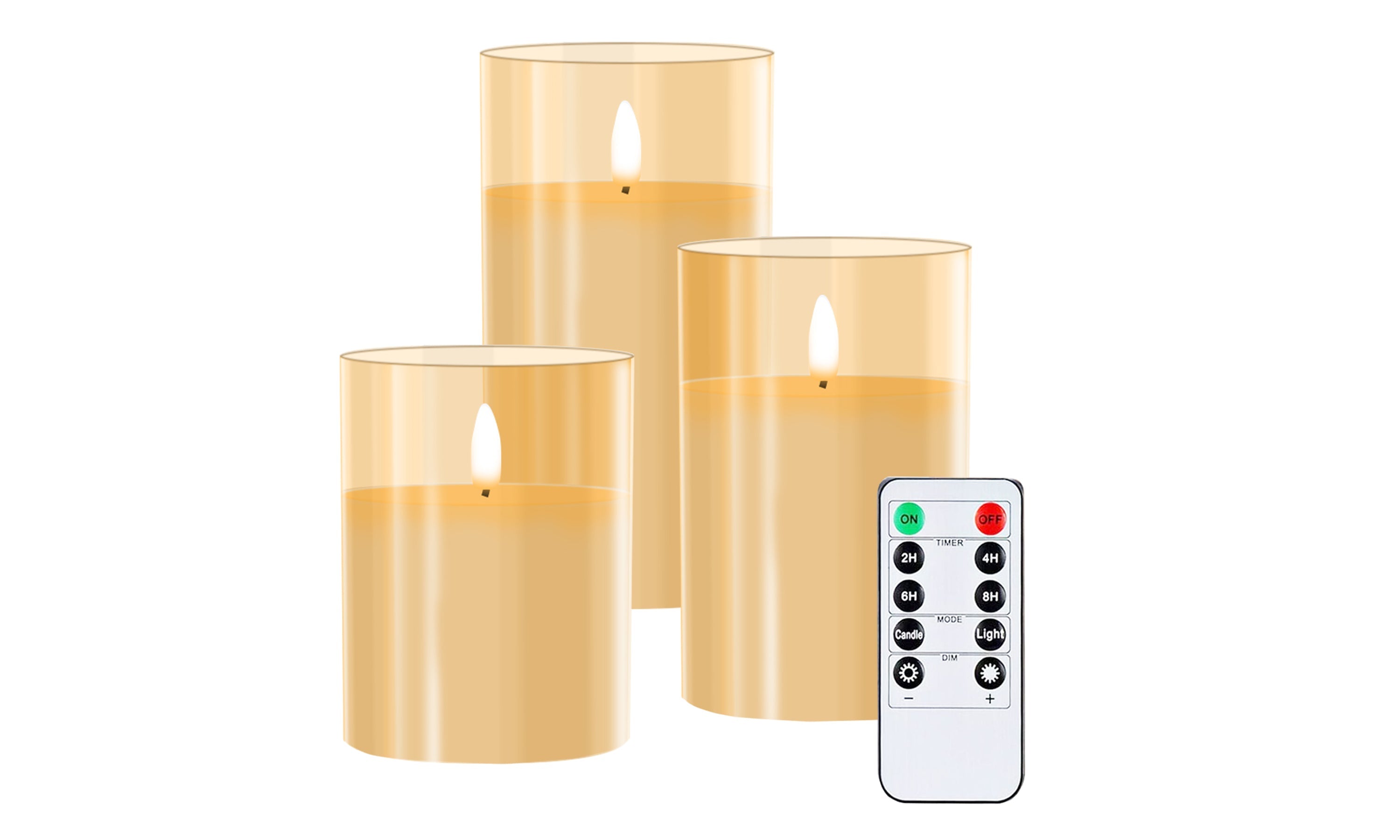 3pcs ShineTek Set of 3 Flameless Flickering LED Candles Electric