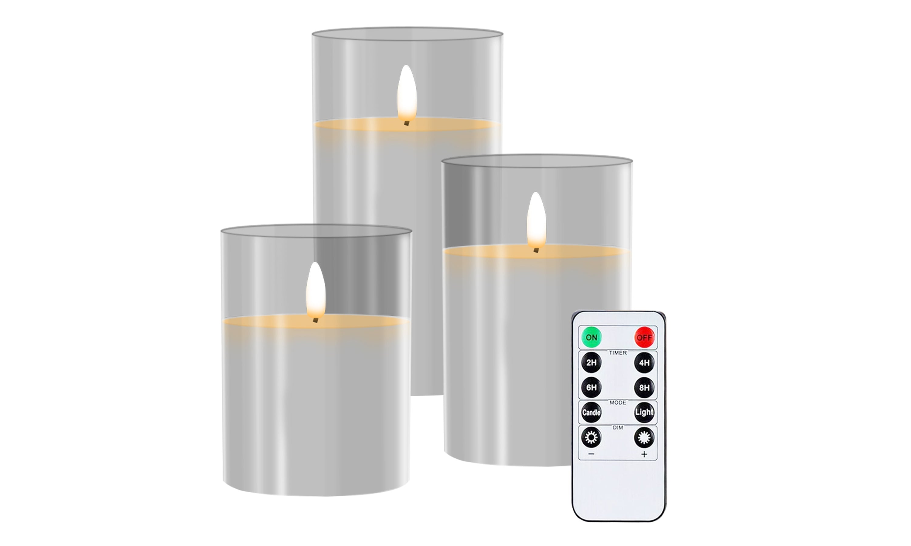 3pcs ShineTek Set of 3 Flameless Flickering LED Candles Electric