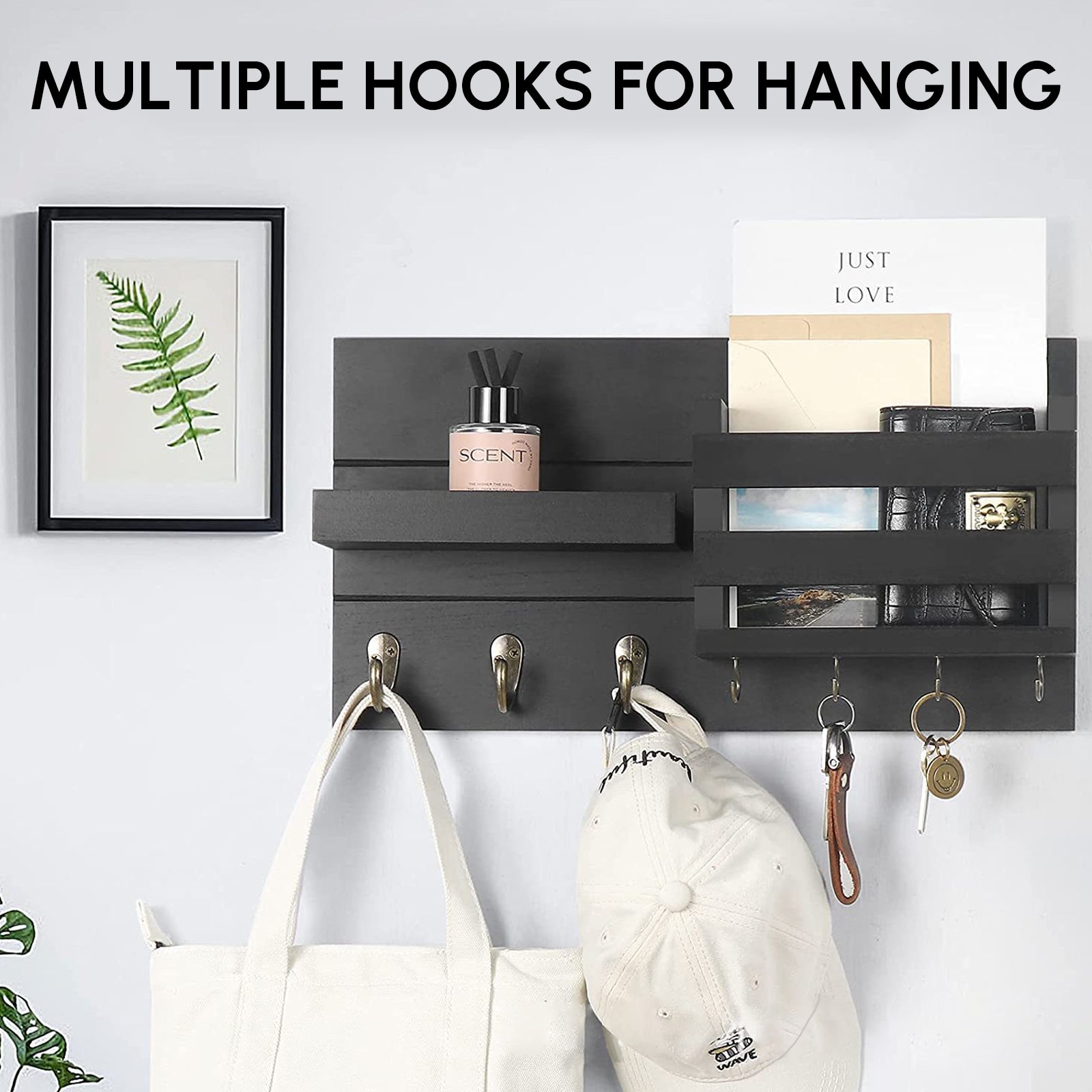 Mail Key Holders for Wall Mail Organizer Wall Mount with 7 Key Hooks