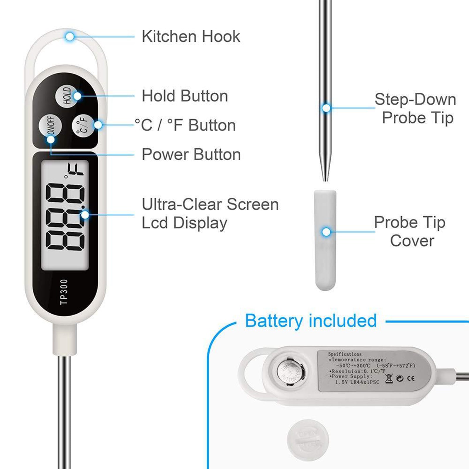 Instant Read Digital Grill Kitchen Meat Thermometer Probe BBQ Oven