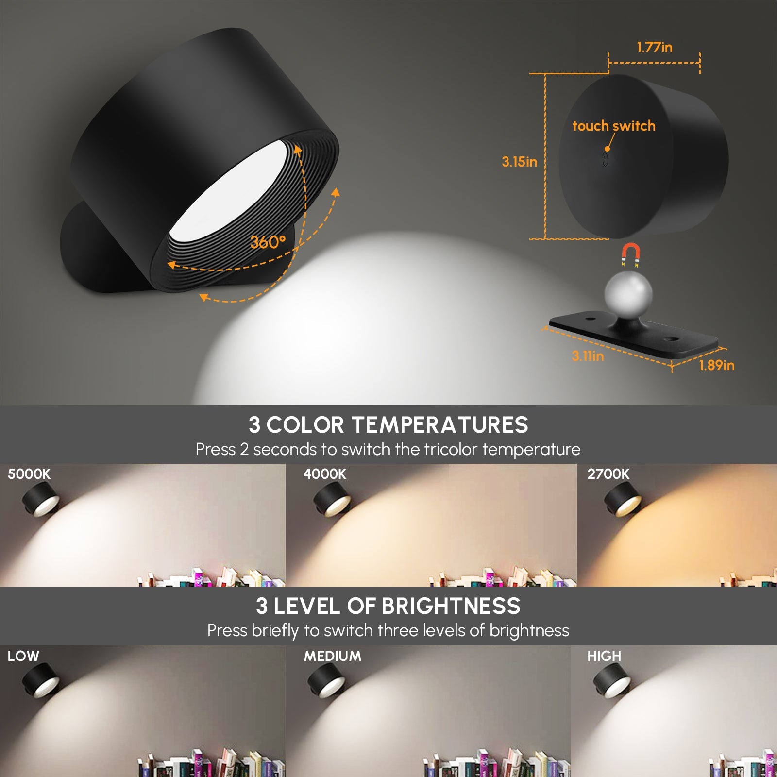 SupplyMeDirect LED Under Closet Light Rechargeable Battery Powered