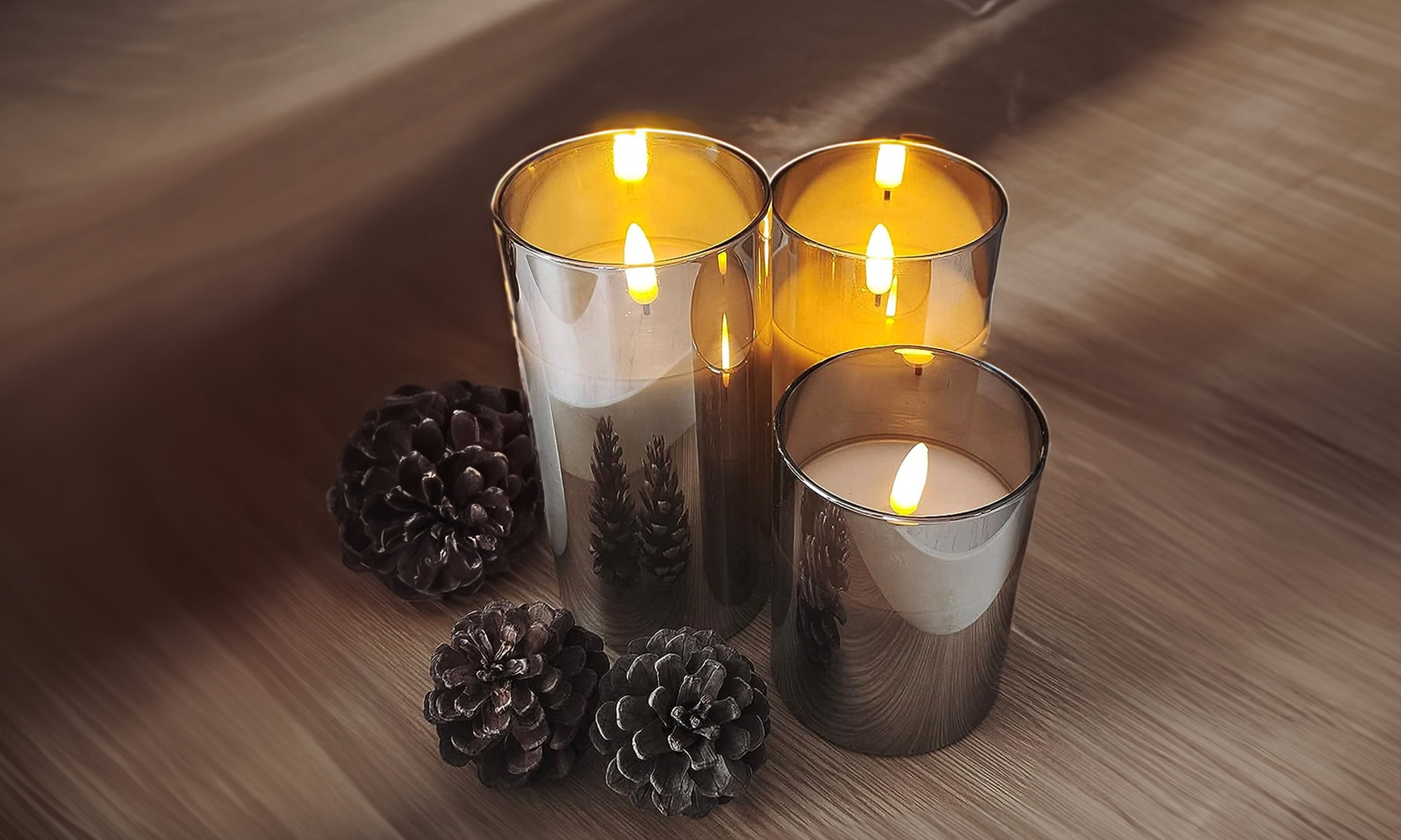 3pcs ShineTek Set of 3 Flameless Flickering LED Candles Electric