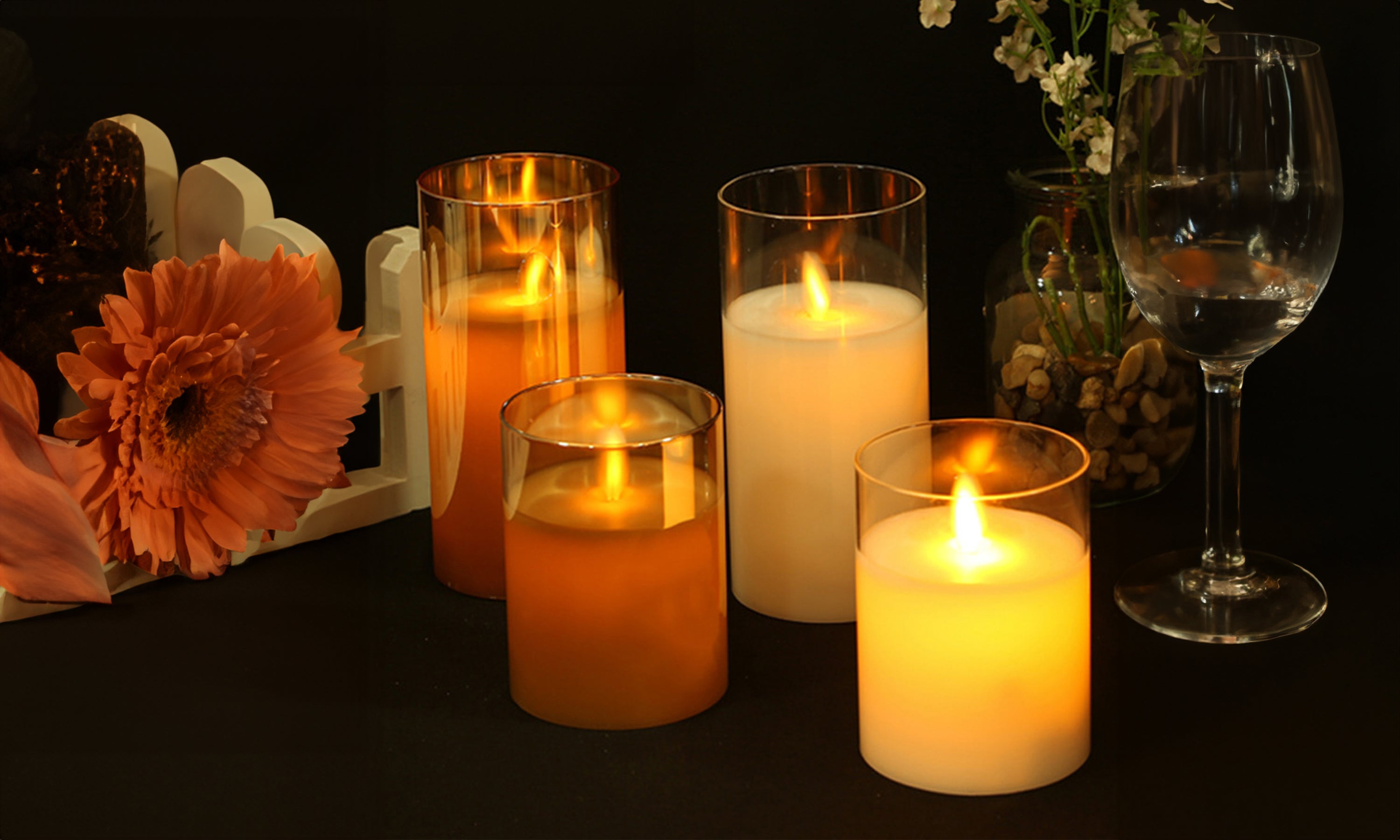 3pcs ShineTek Set of 3 Flameless Flickering LED Candles Electric