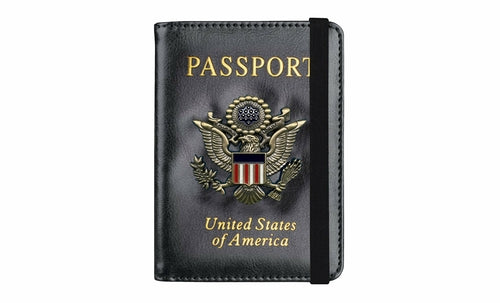 RFID Blocking Leather Passport Wallet With Vaccination Card Slot &