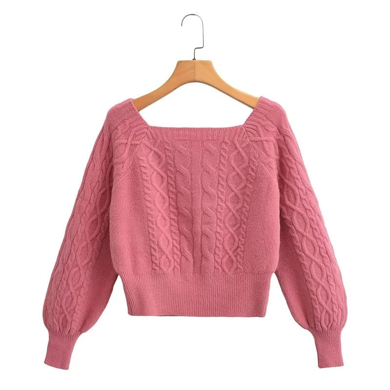 Soft Glutinous Cable Knit Sweater Women Autumn Winter Sweet Idle