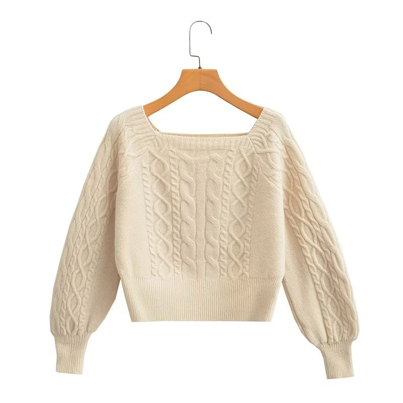 Soft Glutinous Cable Knit Sweater Women Autumn Winter Sweet Idle