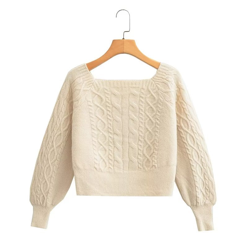 Soft Glutinous Cable Knit Sweater Women Autumn Winter Sweet Idle