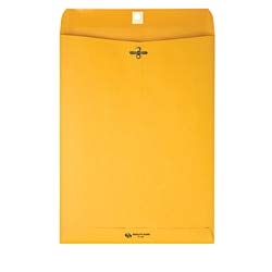 Quality Park 6x9 Clasp Envelopes, Extra Heavyweight 32 lb. Manila Kraft Envelopes, Gummed Seal and Clasp for Storing or Mailing, 100/Box (QUA37755)
