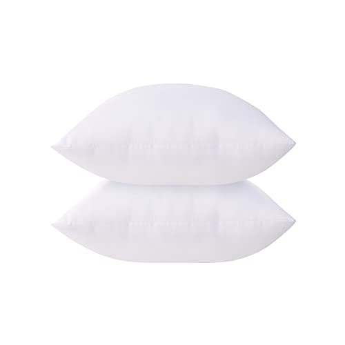 Acanva Throw Pillow Inserts for Bed Couch Sofa Chair Indoor Decorative, Square Sham Stuffer Cushion with Premium Polyester Microfiber, 12x12 Inch(2 Count), White