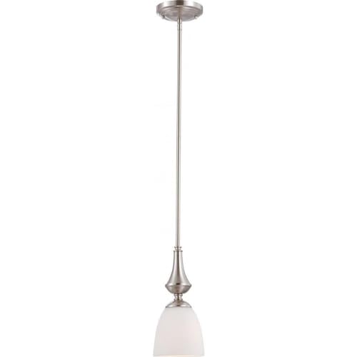 Nuvo Lighting 60/5037 Patton One Light Mini-Pendant 100 Watt A19 Max. Frosted Glass Brushed Nickel Fixture