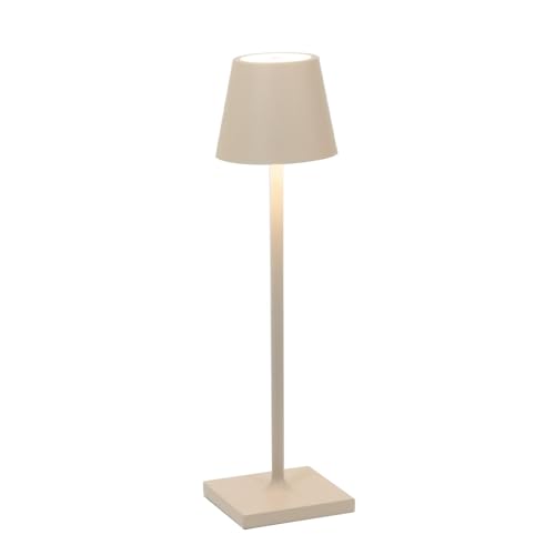 Zafferano, Poldina Micro Lamp with Glossy Gold Finish, Rechargeable Cordless Table Lamp with Touch Controls, Usable as an Indoor Lamp, Dimmer, 2200-3000 K, Height 10.8 Inches