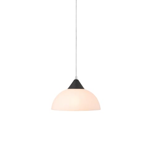 GLOBE Electric 60435 1-Light Plug-in Pendant Light Fixture, Dark Bronze Finish, Frosted Shade, Adjustable Clear Cord Height, Modern Hanging Lights for Kitchen Island, Hallway, or Dining Room