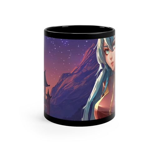 Anime Girl in Space Black Coffee Tea Mug