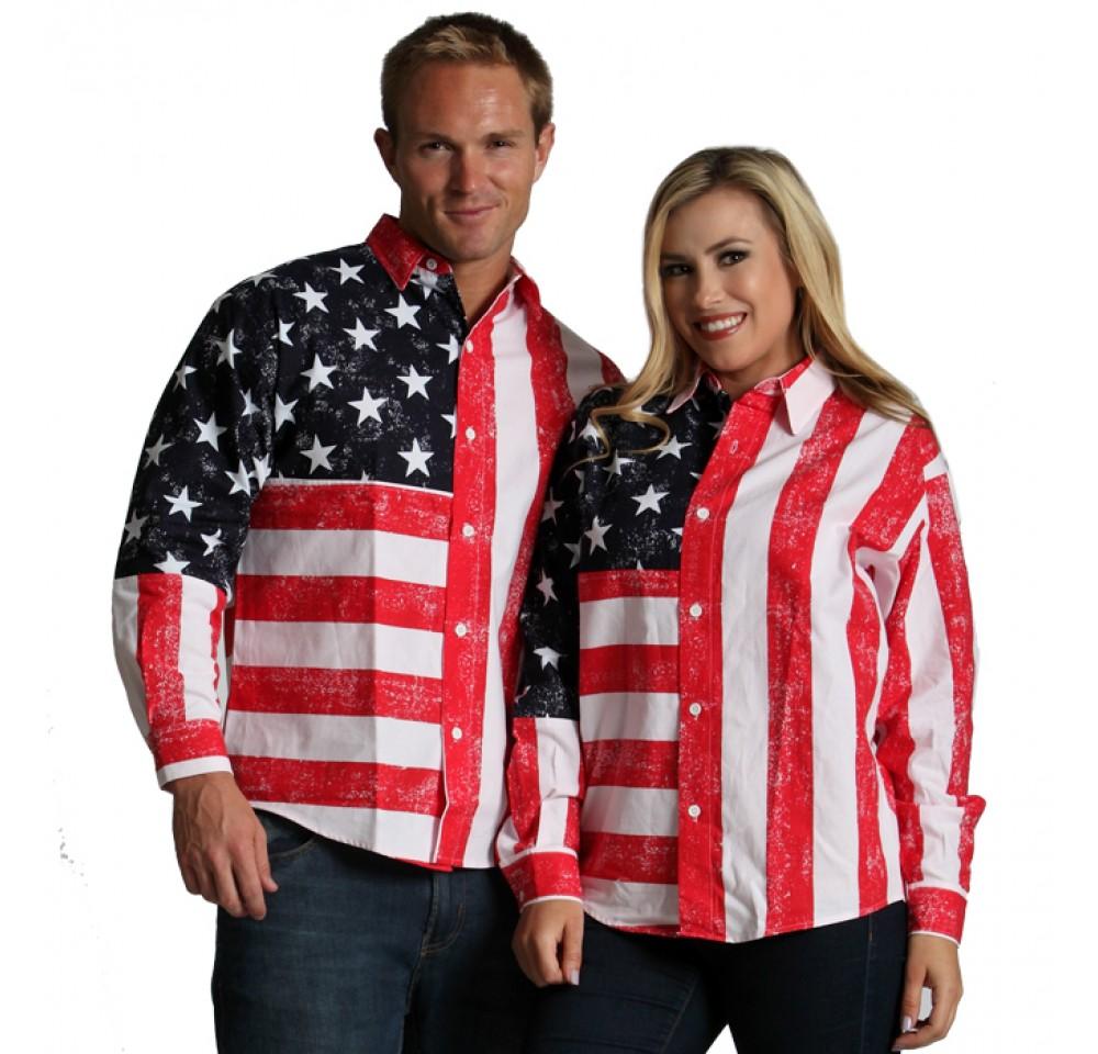 American Flag Print Unisex long Sleeves Shirt - 167201