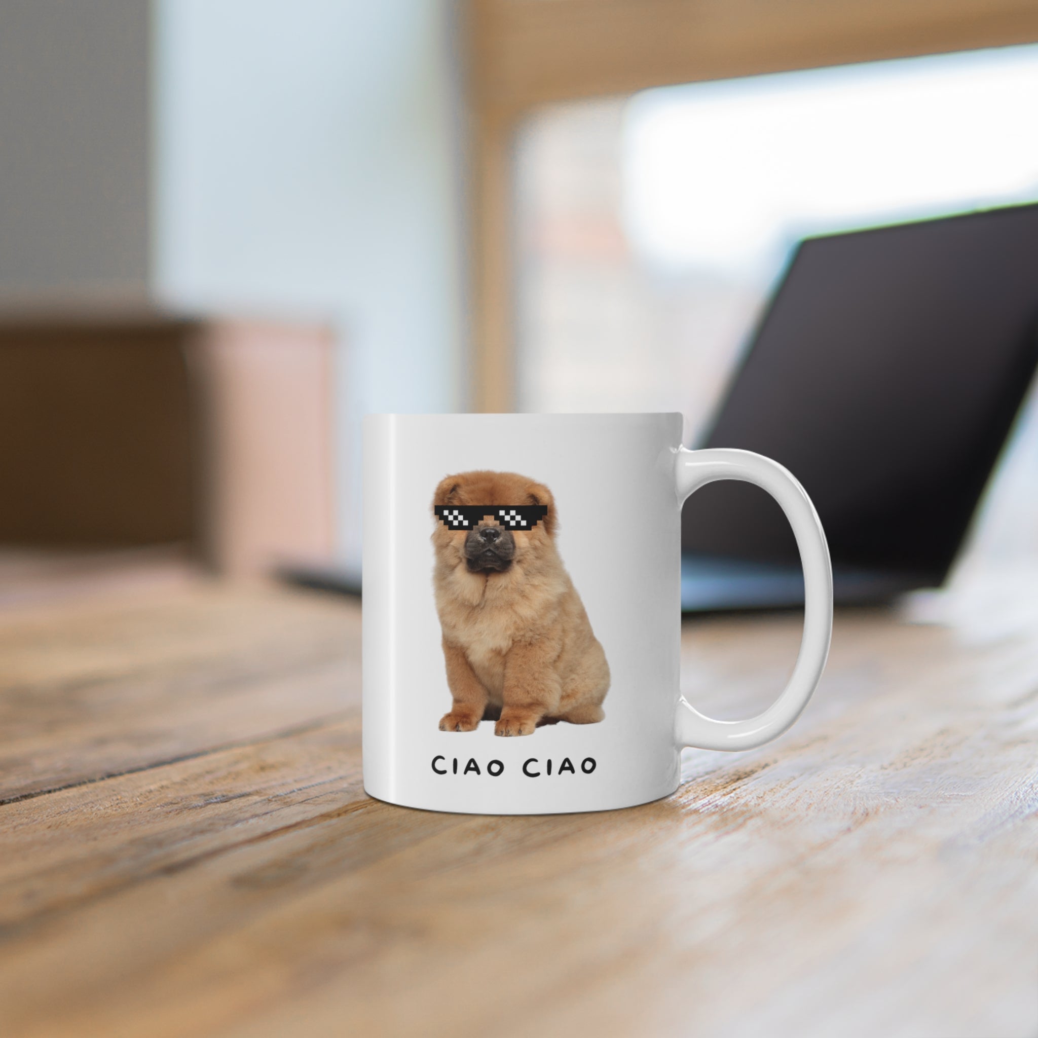 Chow Chow in Pixel Sunglasses Mug